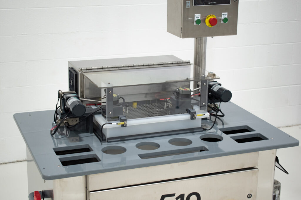 Typical countertop and tooling for an SDC custom EP10 electropolishing machine.