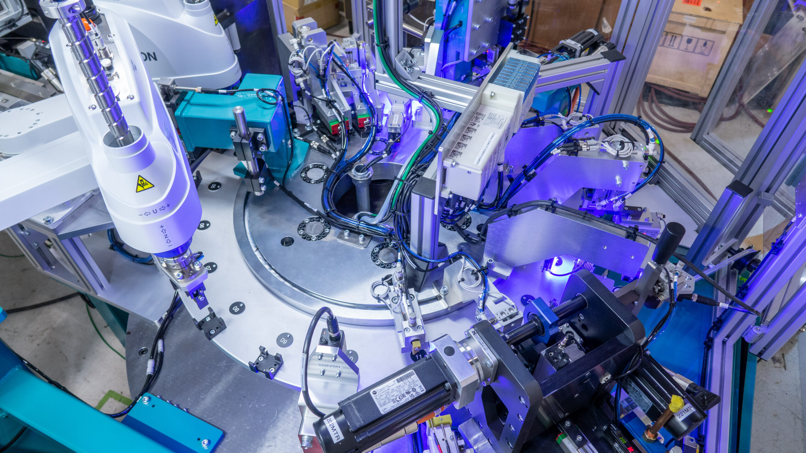 Looking down on an SDChassis base used for an automotive component assembly machine