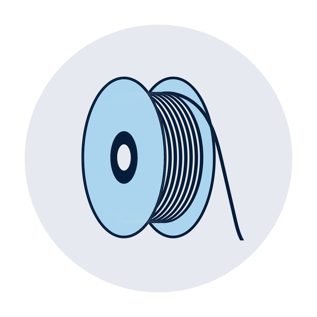 Dereeling Despooling Icon with material coming out of spool