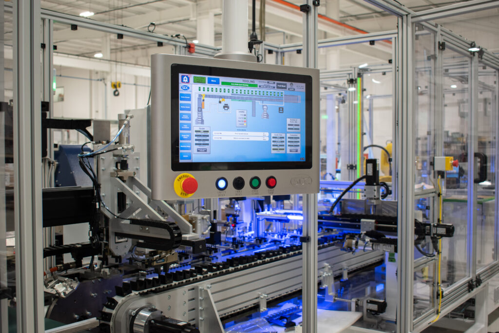 Ignition software on SDC's sleek new HMI design integrated onto an automated machine zoomed out view