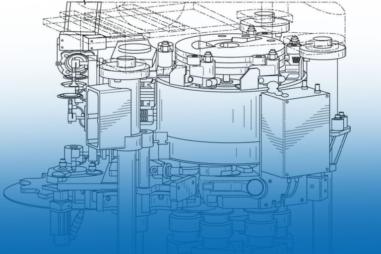 Design patent drawing with SDC blue gradient overlay
