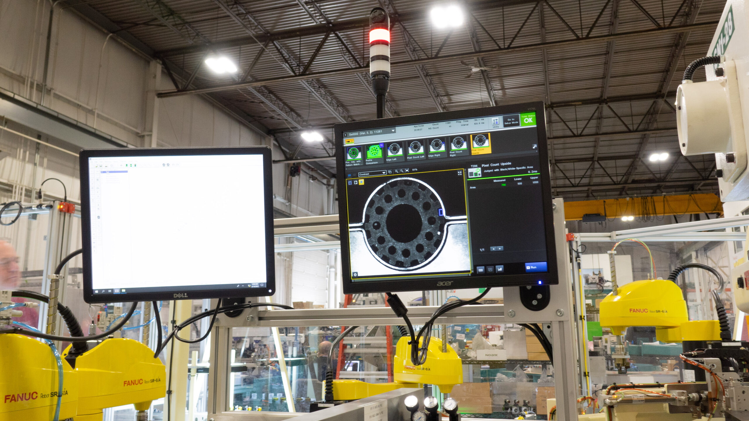 Inspection monitor showing correct part placement