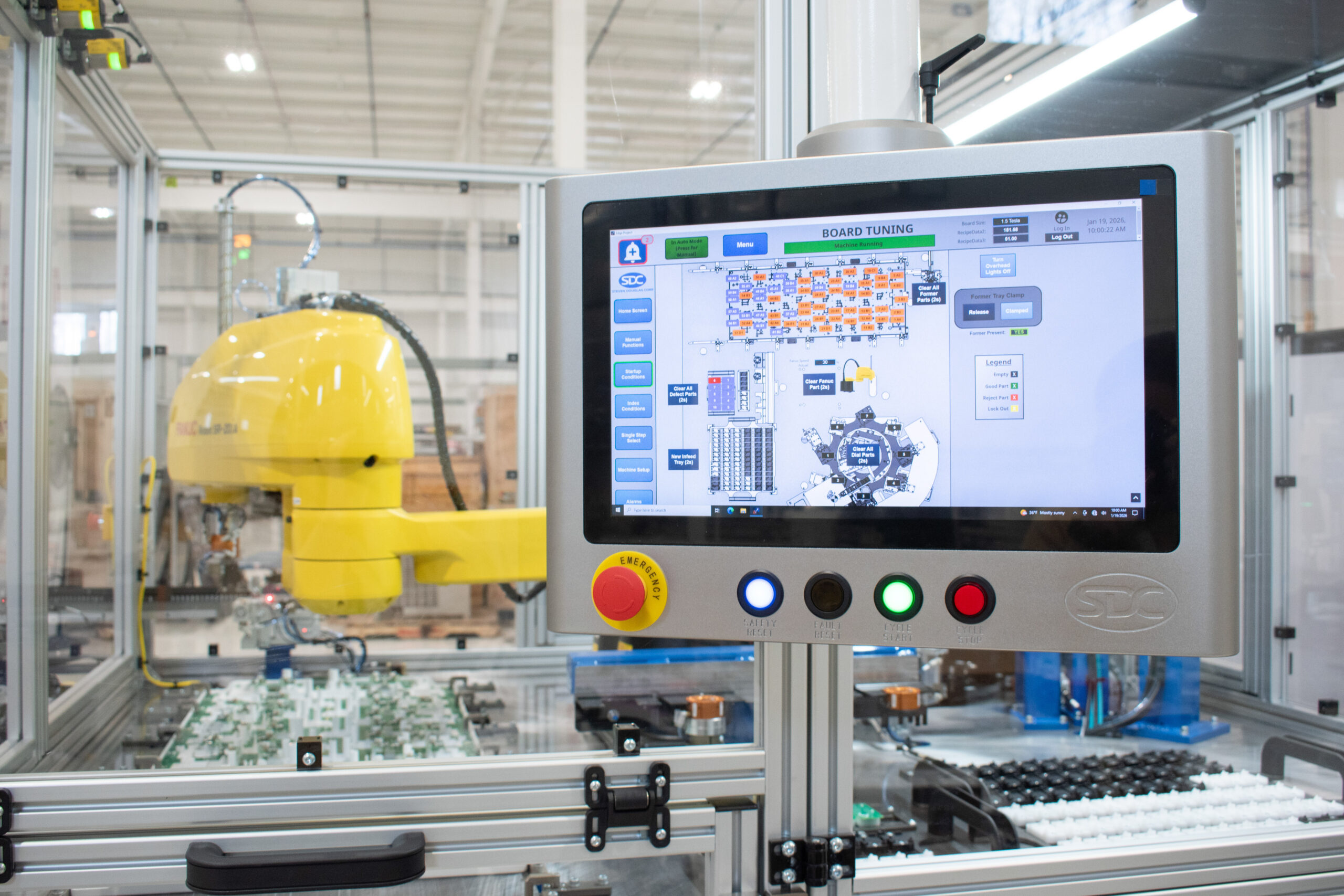 Custom SDC HMI on an automated machine with a FANUC robot