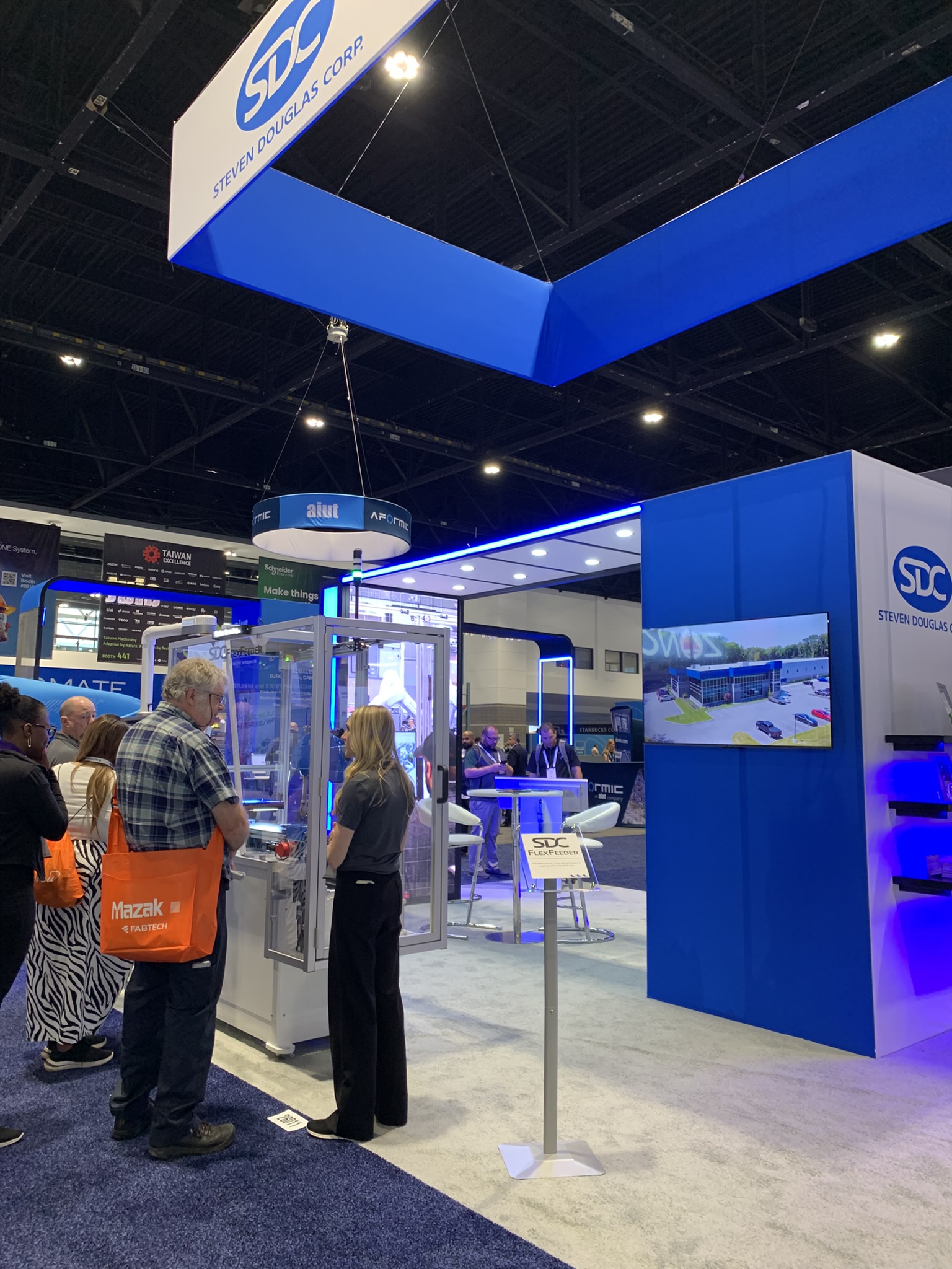 Booth Conversations near the TV at the Automate Show 2026